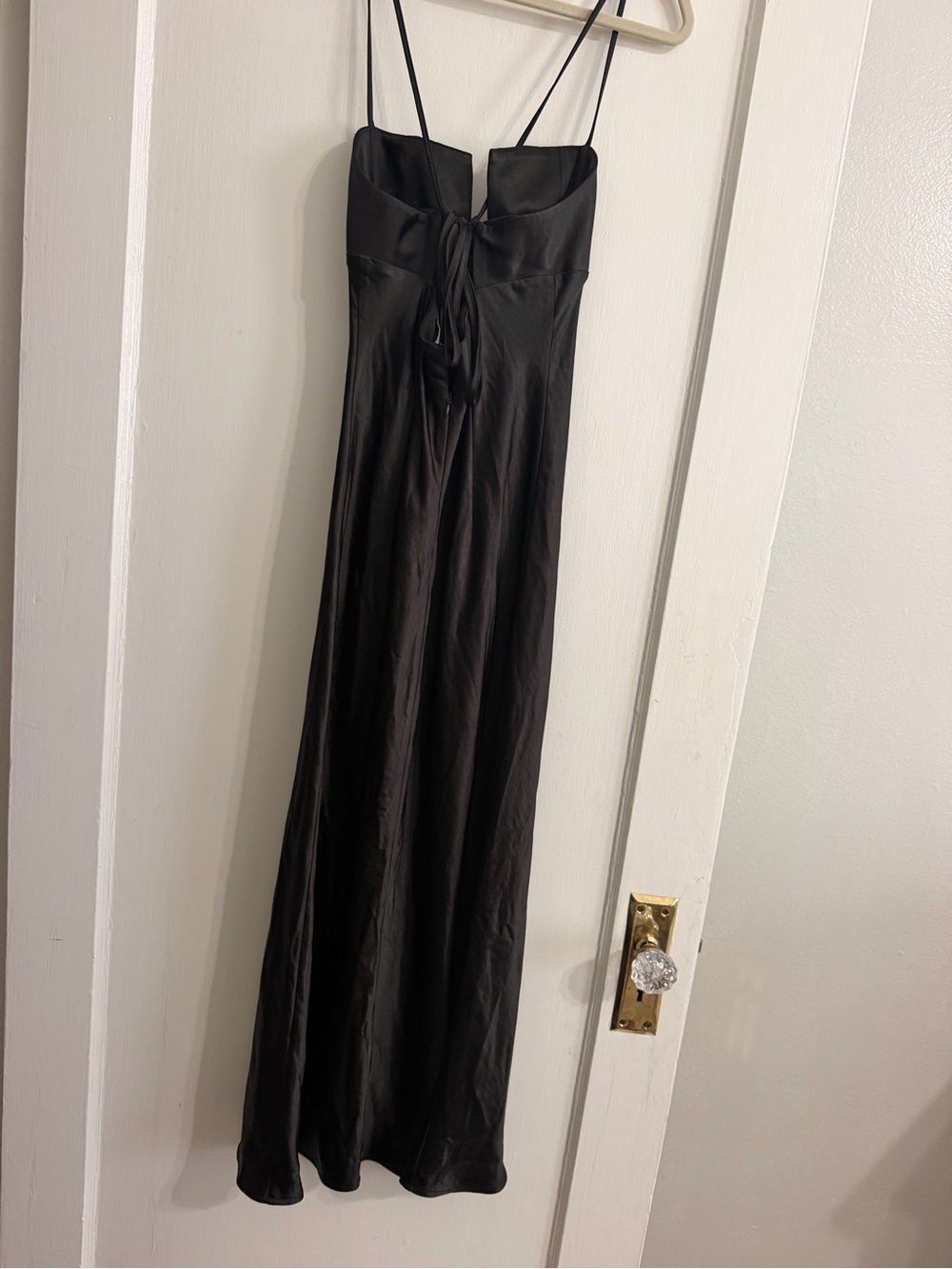 Hello Molly Black Satin Spaghetti-Strap Midi Dress - Picture 3 of 3